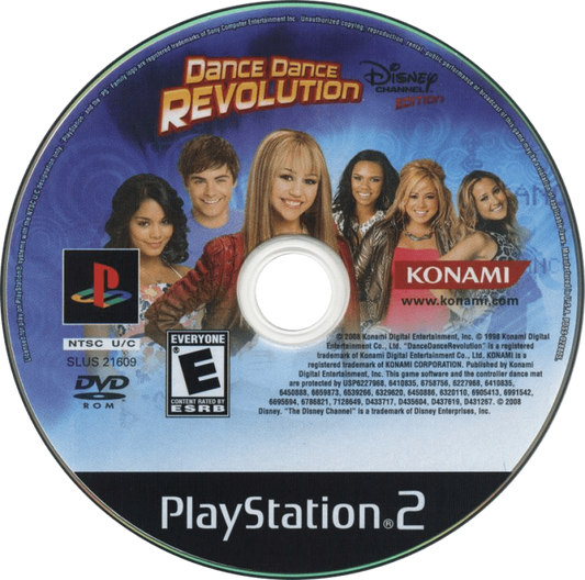 Dance Dance Revolution Disney Channel Edition for PlayStation 2 with kid-friendly dance gameplay featuring popular Disney songs disc