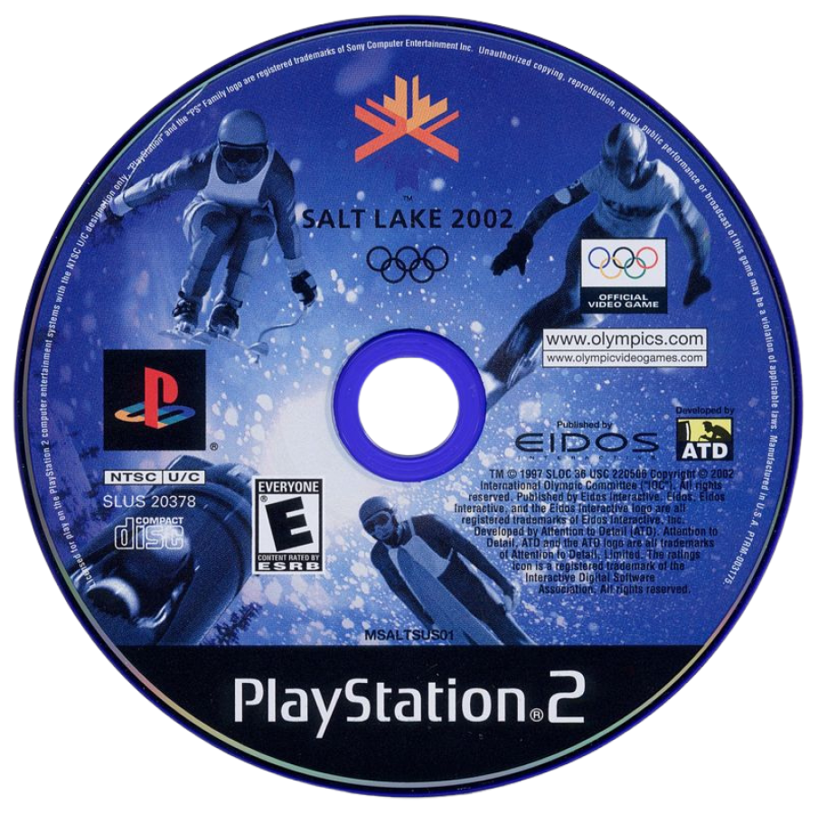 Salt Lake 2002 – PlayStation 2 (PS2) video game disc, winter Olympic sports game.