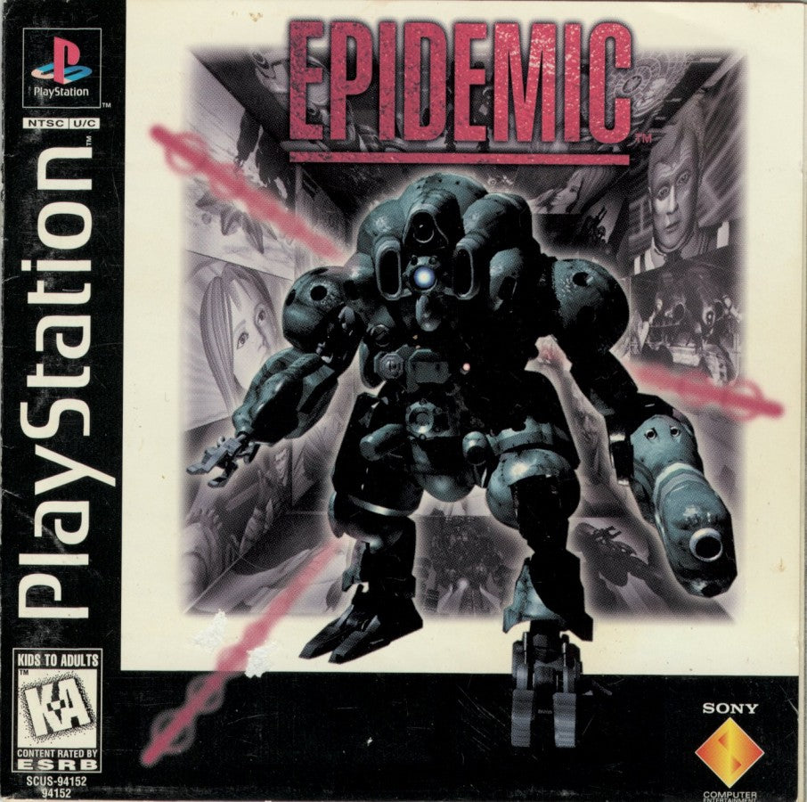 Epidemic retro sci-fi vehicular combat shooter game for PlayStation 1 (PS1) cover art