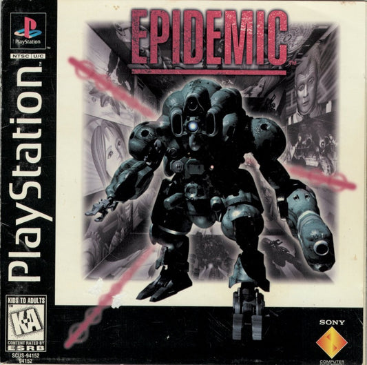 Epidemic retro sci-fi vehicular combat shooter game for PlayStation 1 (PS1) cover art
