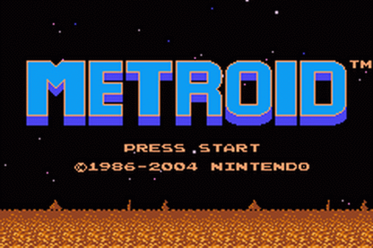 Metroid: Classic NES Series start menu for Game Boy Advance (GBA) video game