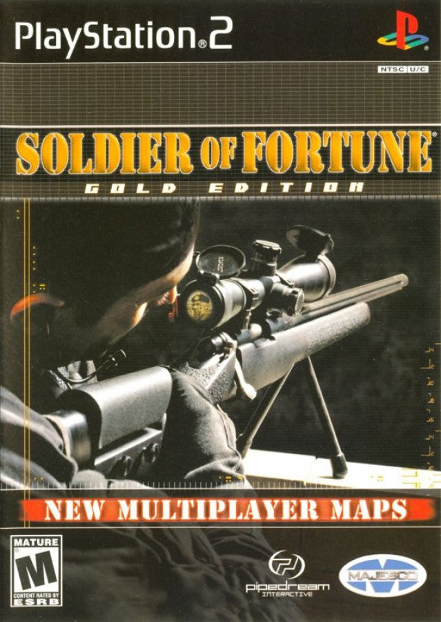 Soldier of Fortune – PlayStation 2 (PS2) video game cover image, first-person shooter.