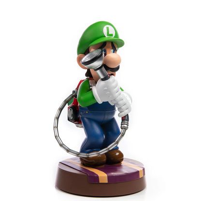 Luigi 9 inch statue Standard Edition by First 4 Figures detailed Super Mario collectible featuring classic Nintendo character design vibrant colors and premium display quality for fans of the Mushroom Kingdom franchise angle view