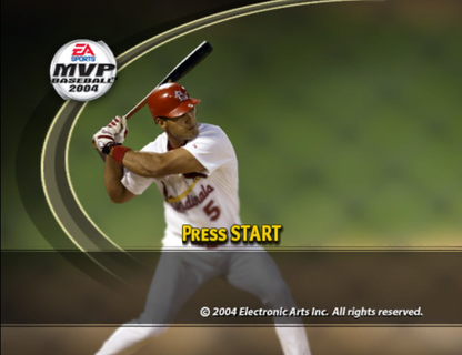MVP Baseball 2004 start screen for GameCube (GC) sports baseball video game 