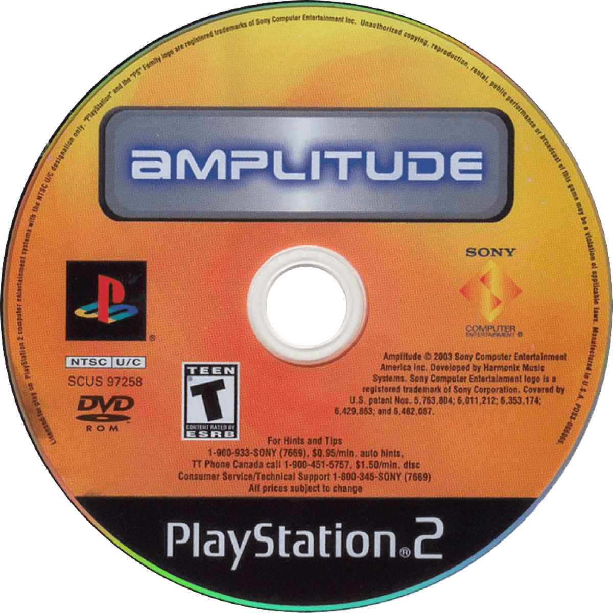 Amplitude PS2 music rhythm video game disc