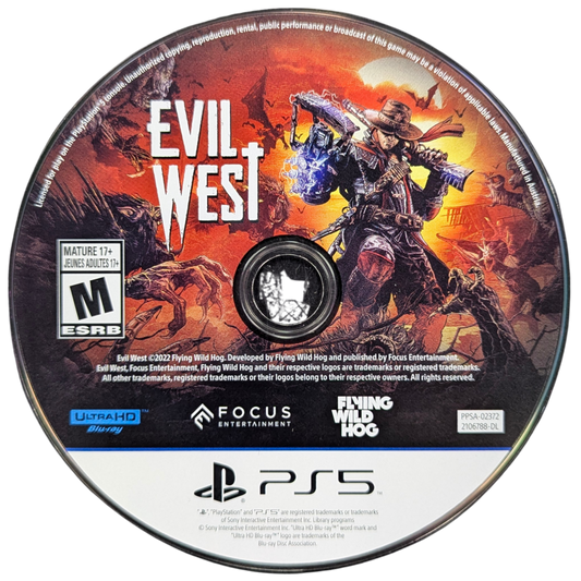 Evil West PlayStation 5 third-person action vampire hunting supernatural Wild West setting brutal combat gadgets co-op mode Focus Entertainment disc