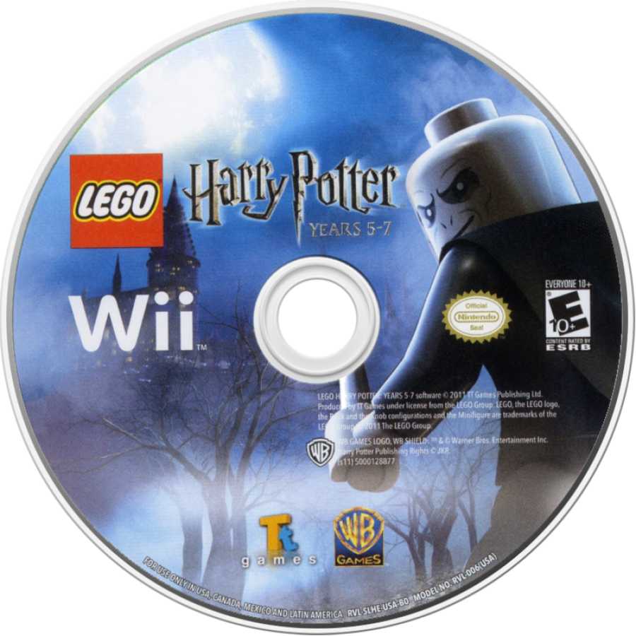 LEGO Harry Potter Years 5 to 7 Nintendo Wii game featuring action adventure gameplay based on the final Harry Potter films with spell casting puzzle solving cooperative multiplayer character unlocks and LEGO style humor across Hogwarts and beyond disc
