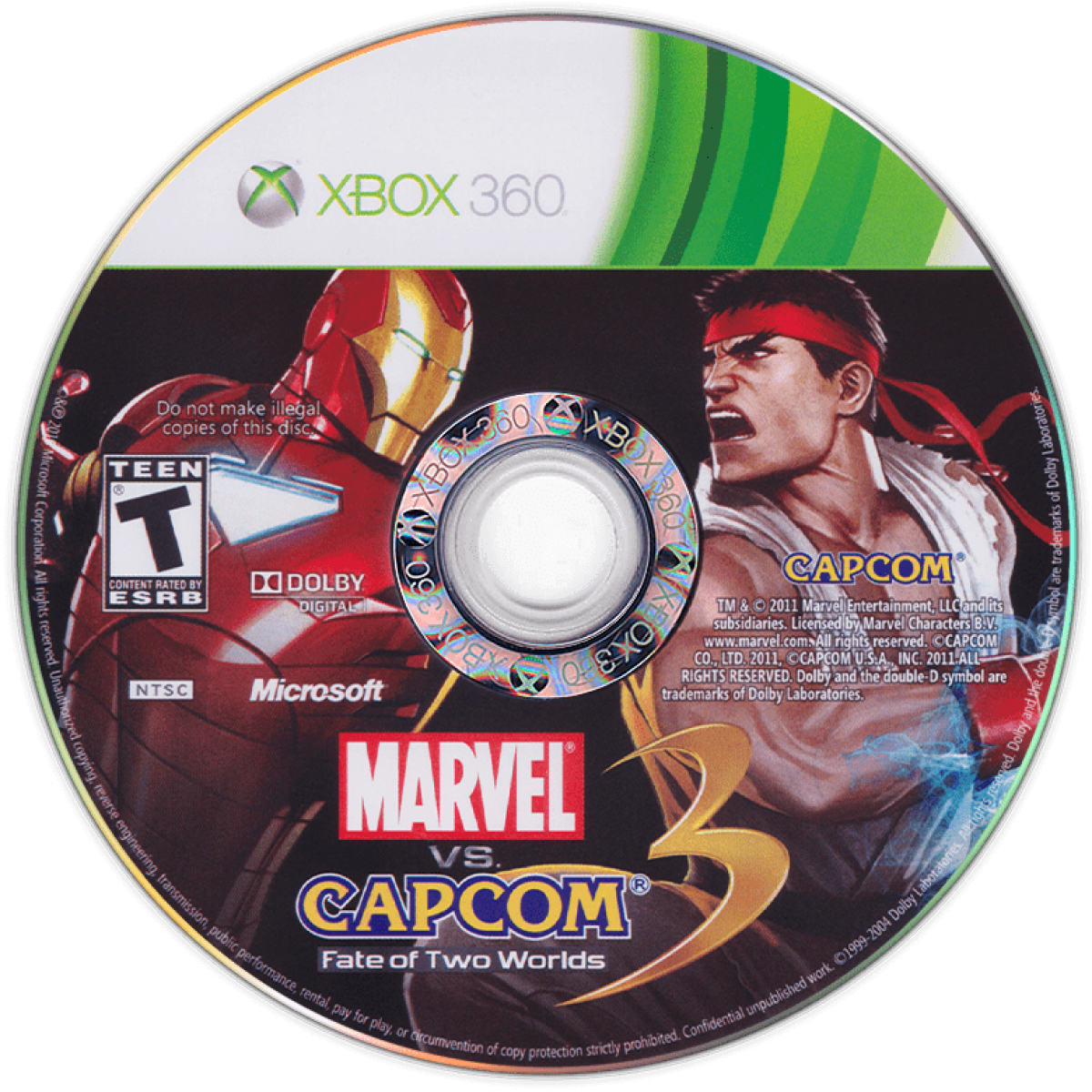 Marvel vs. Capcom 3: Fate of Two Worlds disc for Xbox 360 (X360) crossover fighting video game