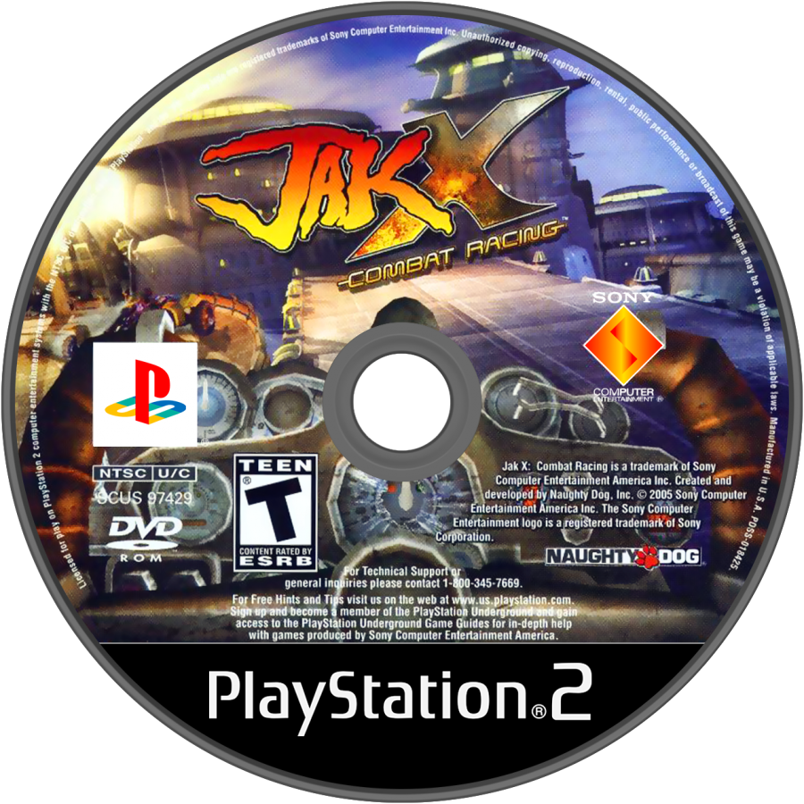 Jak X: Combat Racing PlayStation 2 PS2 video game, action racing, vehicular combat, multiplayer and story modes, platformer franchise spin-off title disc