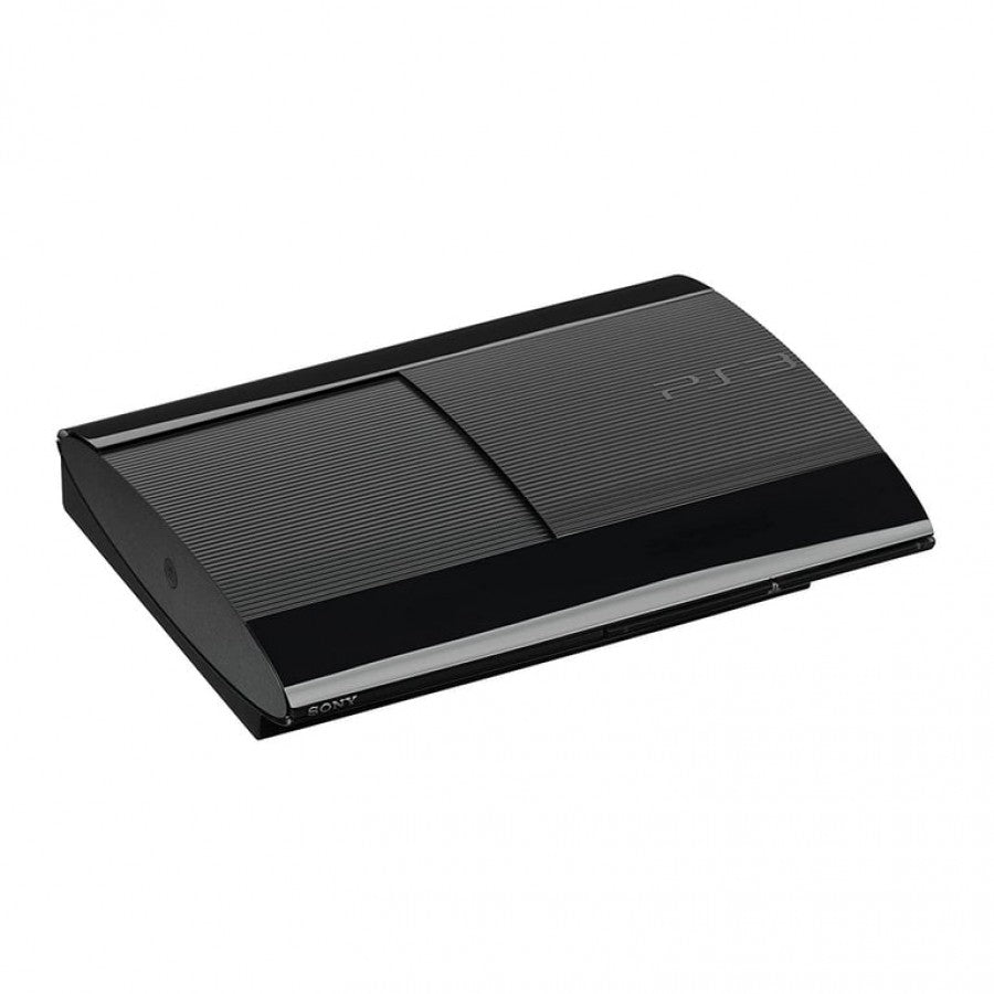 PlayStation 3 Super Slim 500GB Console Sony PS3 Super Slim home video game console with 500GB storage sliding disc cover Blu ray gaming system HDMI output wireless controller support