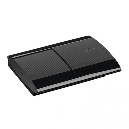 PlayStation 3 Super Slim 500GB Console Sony PS3 Super Slim home video game console with 500GB storage sliding disc cover Blu ray gaming system HDMI output wireless controller support