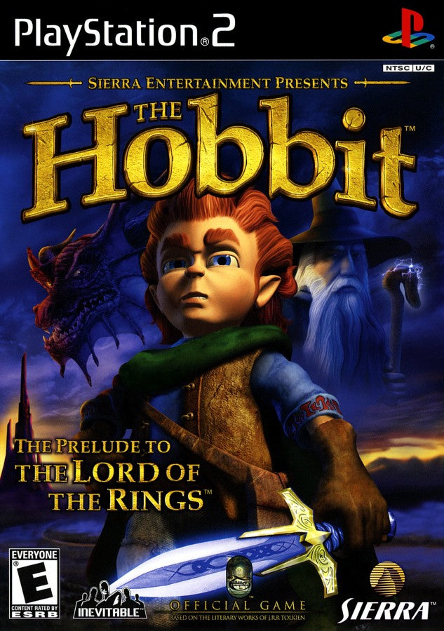 The Hobbit: The Prelude to the Lord of the Rings – PlayStation 2 (PS2) video game cover image, action-adventure fantasy.