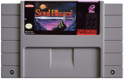 Soul Blazer cartridge for Super Nintendo Entertainment System (SNES) retro video game