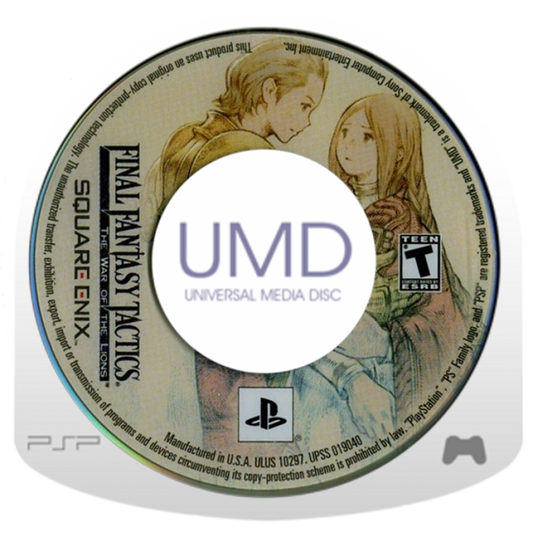 Final Fantasy Tactics: The War of the Lions retro PSP video game Final Fantasy Tactics The War of the Lions tactical RPG turn based strategy fantasy warfare grid based combat story driven role playing game handheld release UMD