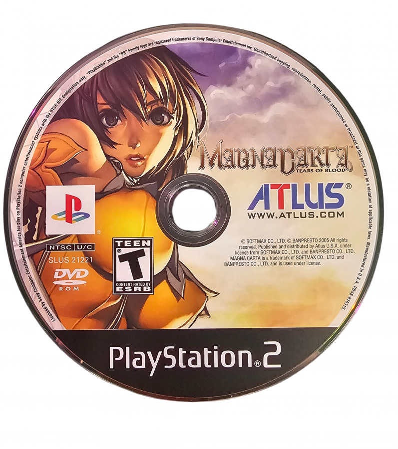 Magna Carta Tears of Blood PlayStation 2 PS2 role playing video game featuring fantasy adventure turn-based combat strategic battles character development magical abilities detailed environments challenging enemies story-driven gameplay and classic PlayStation 2 PS2 gaming collectible retro gaming appeal disc