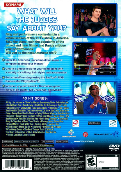 Karaoke Revolution Presents American Idol back cover art for Playstation 2 (PS2) video game