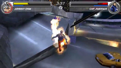 Marvel Nemesis: Rise of the Imperfects for PlayStation Portable (PSP) featuring a gritty superhero brawler where Marvel icons like Spider-Man and Wolverine face off against a powerful new team of alien-enhanced warriors; engage in brutal, environment-smashing combat across destructible arenas and uncover the sinister plot of the Imperfects in this dark, high-stakes expansion of the Marvel Universe optimized for handheld play gameplay screenshot