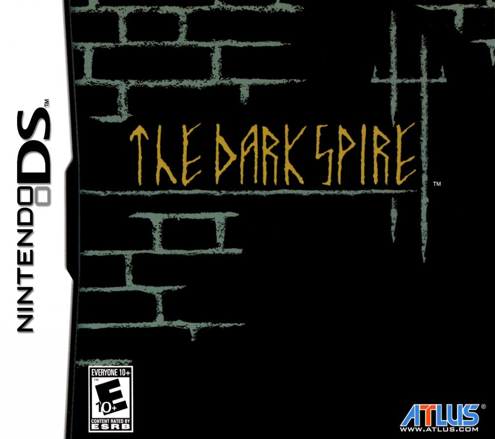 The Dark Spire game for the Nintendo DS featuring first person dungeon crawling RPG gameplay with classic grid based exploration party management and challenging turn based combat in a dark fantasy setting cover art
