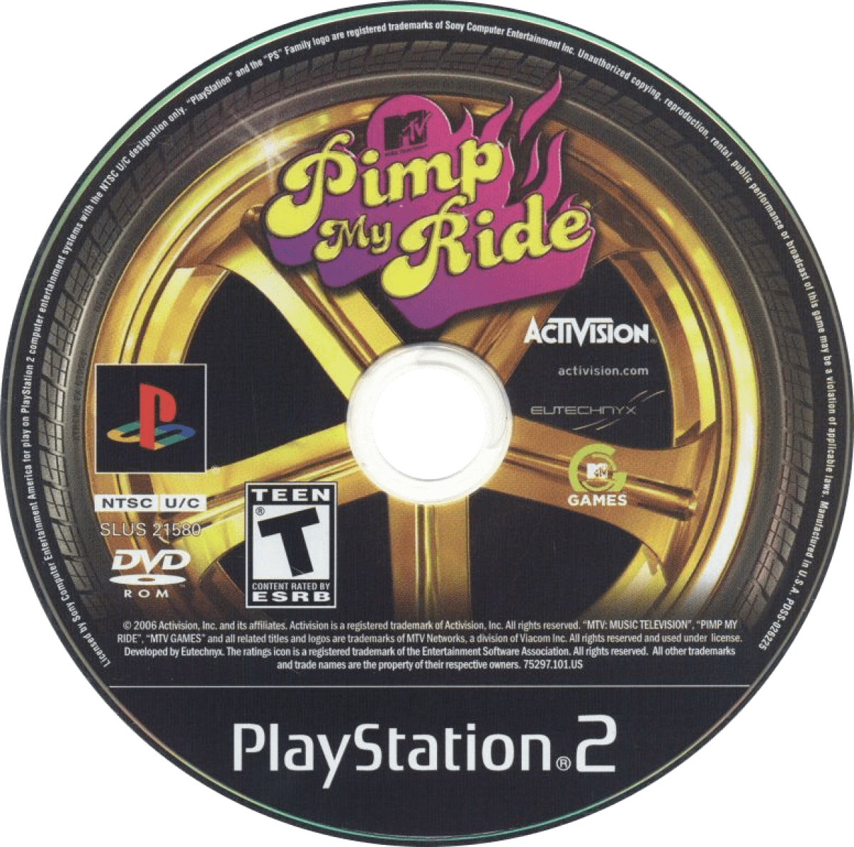 Pimp My Ride PlayStation 2 PS2 video game featuring car customization gameplay vehicle modification urban street racing custom paint jobs performance upgrades body kits rims audio systems and classic PlayStation 2 driving action retro video game collection collectible gaming appeal disc