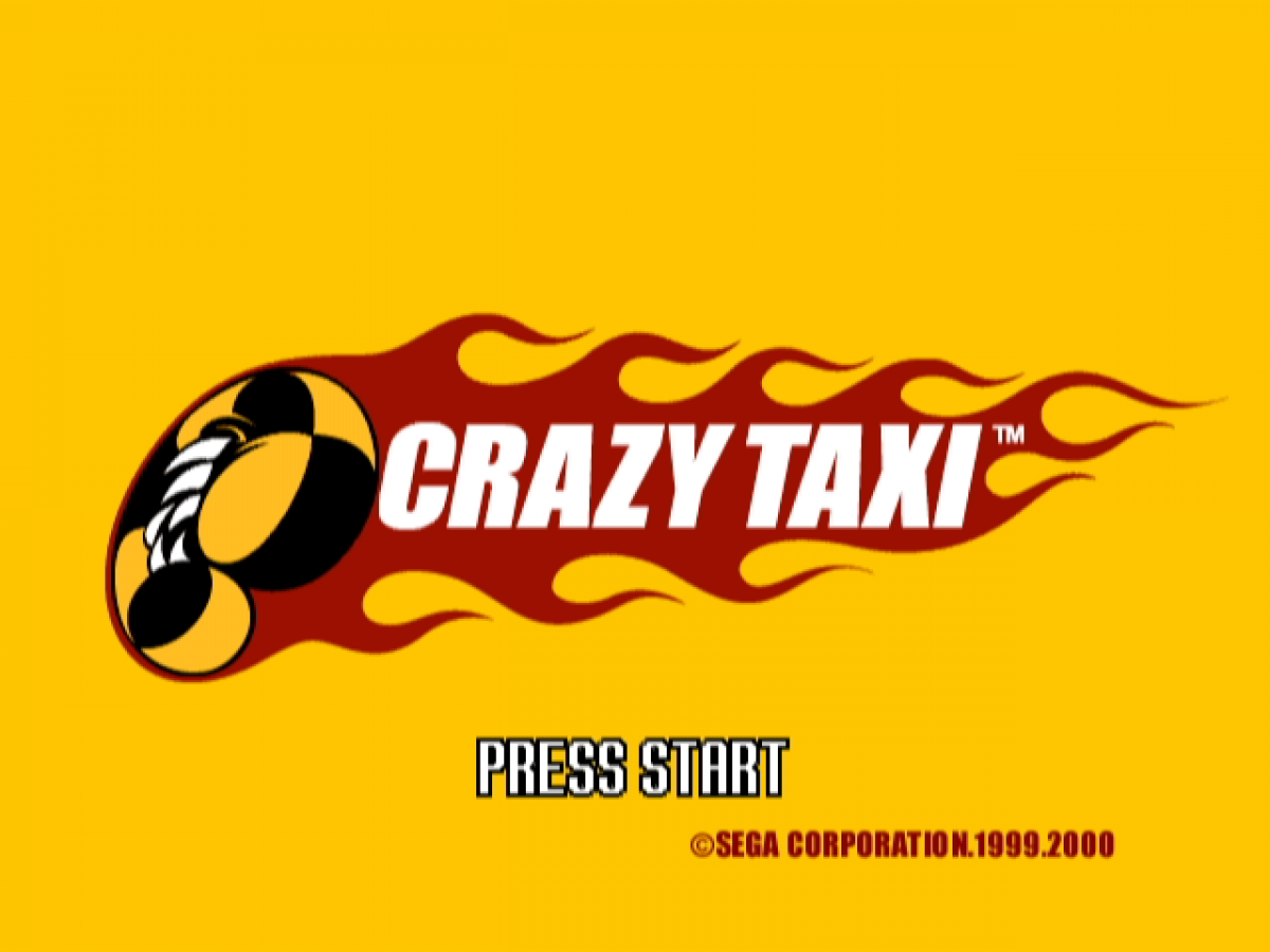 Crazy Taxi title screen for Nintendo Gamecube (GC) video game. 