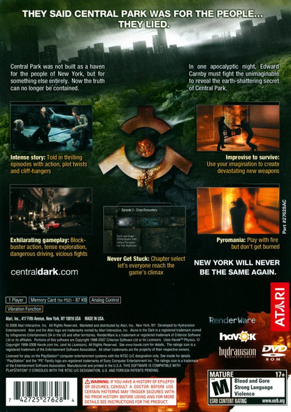 Alone in the Dark PS2 Sony PlayStation 2 survival horror action adventure game dark supernatural mystery exploration combat puzzles eerie atmosphere Infogrames Atari horror franchise retro gaming PlayStation 2 software video game title back cover art