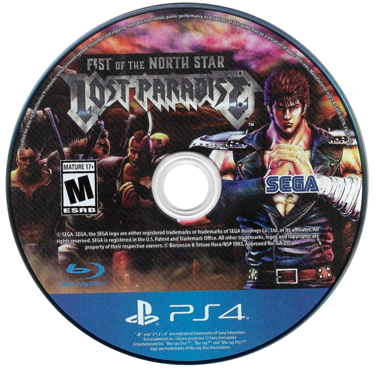 Fist of the North Star Lost Paradise PlayStation 4 game featuring beat ‘em up action and story-driven post-apocalyptic adventure disc