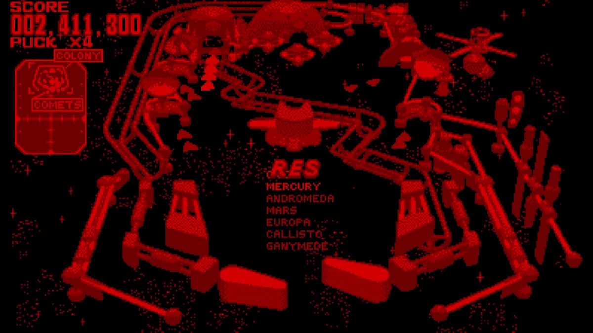 Galactic Pinball Virtual Boy video game, sci-fi themed pinball gameplay, classic Nintendo Virtual Boy title gameplay screenshot