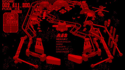 Galactic Pinball Virtual Boy video game, sci-fi themed pinball gameplay, classic Nintendo Virtual Boy title gameplay screenshot