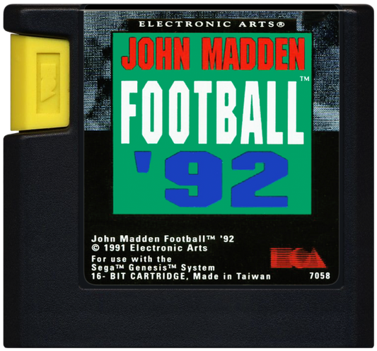 John Madden Football 92 cartridge for Sega Genesis GEN video game