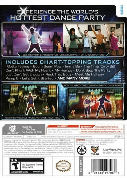 The Black Eyed Peas Experience – Nintendo Wii (Wii) dance rhythm music performance video game back of case