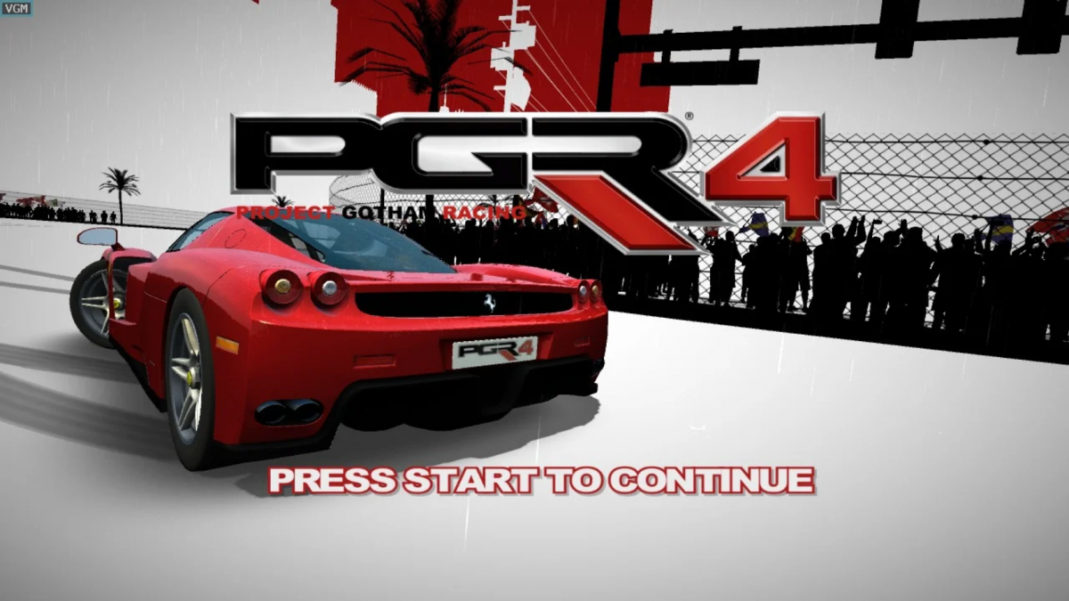 Project Gotham Racing 4 (PGR4) for Xbox 360 with stylish racing and motorcycle features main menu
