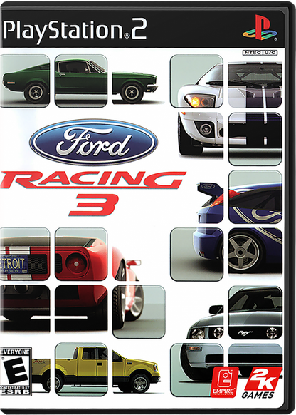 Ford Racing 3 cover art for PlayStation 2 (PS2) Ford-licensed arcade-style racing video game