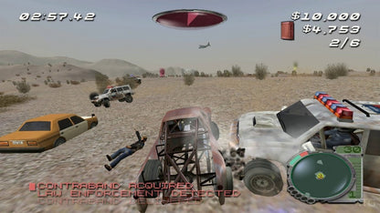 Smuggler’s Run 2 Hostile Territory PlayStation 2 PS2 video game, open-world off-road racing, vehicular action missions, classic console title gameplay screenshot