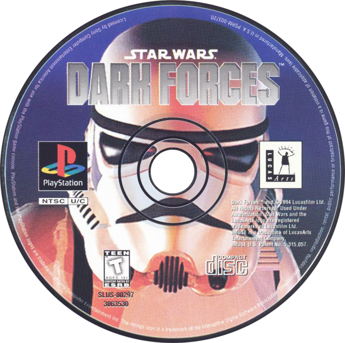 Star Wars: Dark Forces retro sci-fi first-person shooter game for PlayStation 1 (PS1) disc