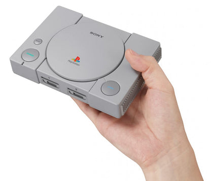 PlayStation Classic Sony mini console system pre-loaded games HDMI output retro gaming plug-and-play nostalgic original OEM controller included hand size comparison