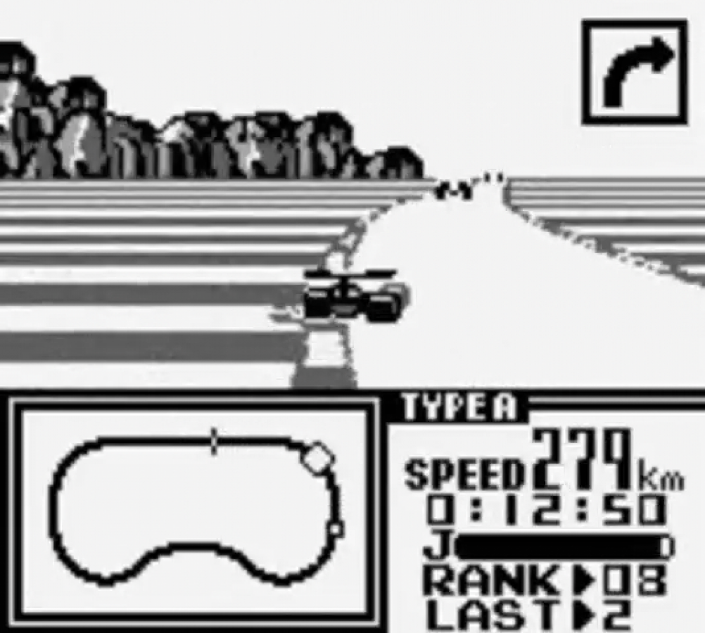 F-1 Race gameplay for Game Boy (GB) video game 