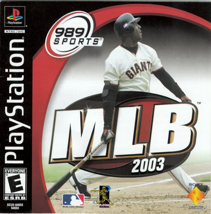MLB 2003 cover art for PlayStation 1 (PS1) retro baseball video game 