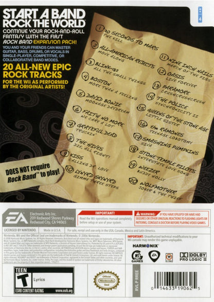 Rock Band Track Pack: Volume 1 – Nintendo Wii (Wii) rhythm music expansion pack video game back of case