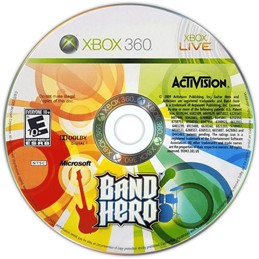Band Hero disc for Xbox 360 (X360) music rhythm video game