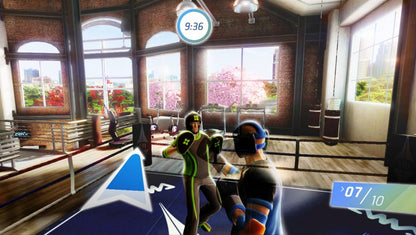 Self Defense Training Camp Xbox 360 video game featuring motion based fitness gameplay martial arts techniques workout routines and interactive training experience designed for Kinect motion control system gameplay