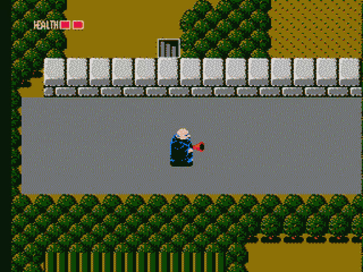 Fester's Quest cartridge for the Nintendo Entertainment System featuring 8 bit top down action gameplay as Uncle Fester battles alien invaders with power ups weapons and maze like city exploration gameplay 