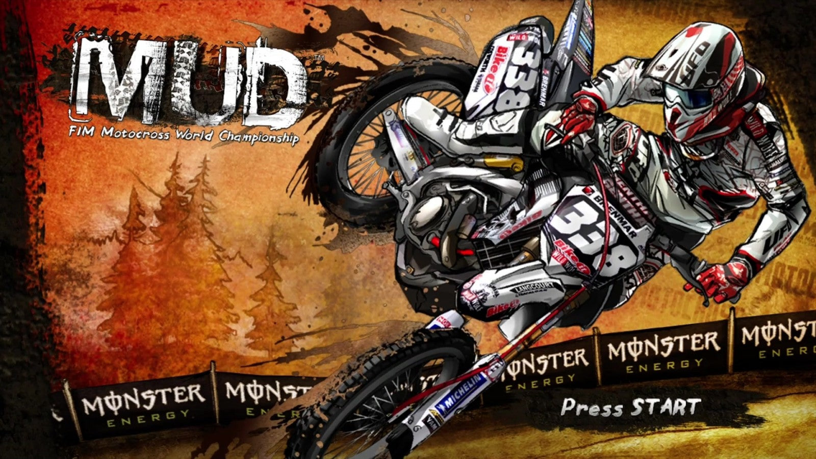 MUD-FIM Motocross World Championship start screen for Xbox 360 (X360) off-road motorcycle racing video games