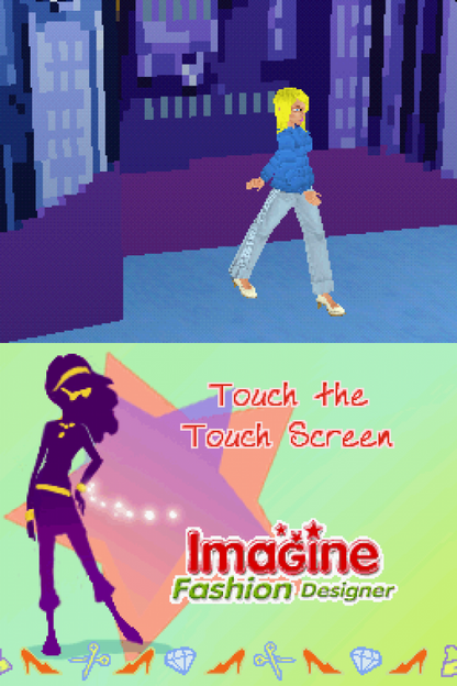 Imagine: Fashion Designer start screen for Nintendo DS (DS) fashion design simulation video game