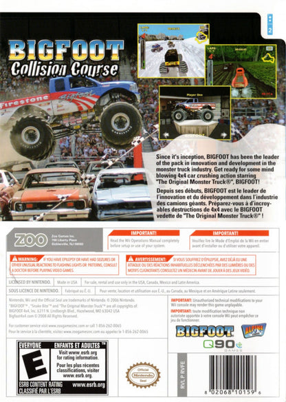 Bigfoot: Collision Course back cover art for Nintendo Wii (Wii) video game 
