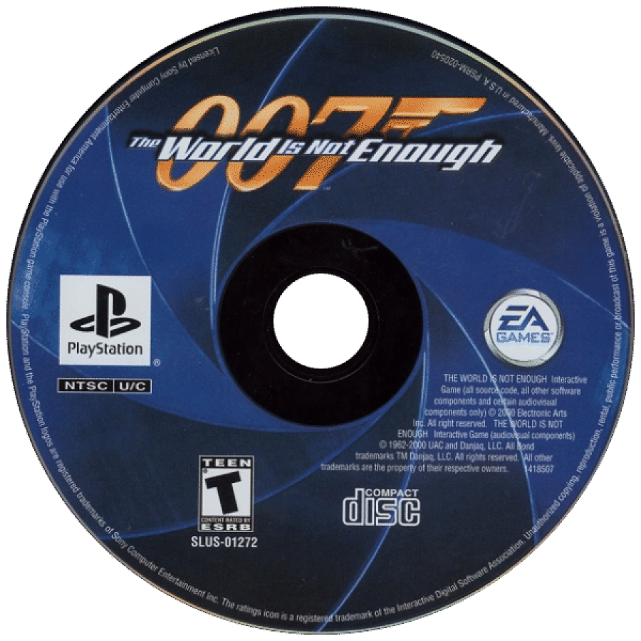 007: The World is Not Enough disc  for PlayStation 1 (PS1) retro James Bond video game