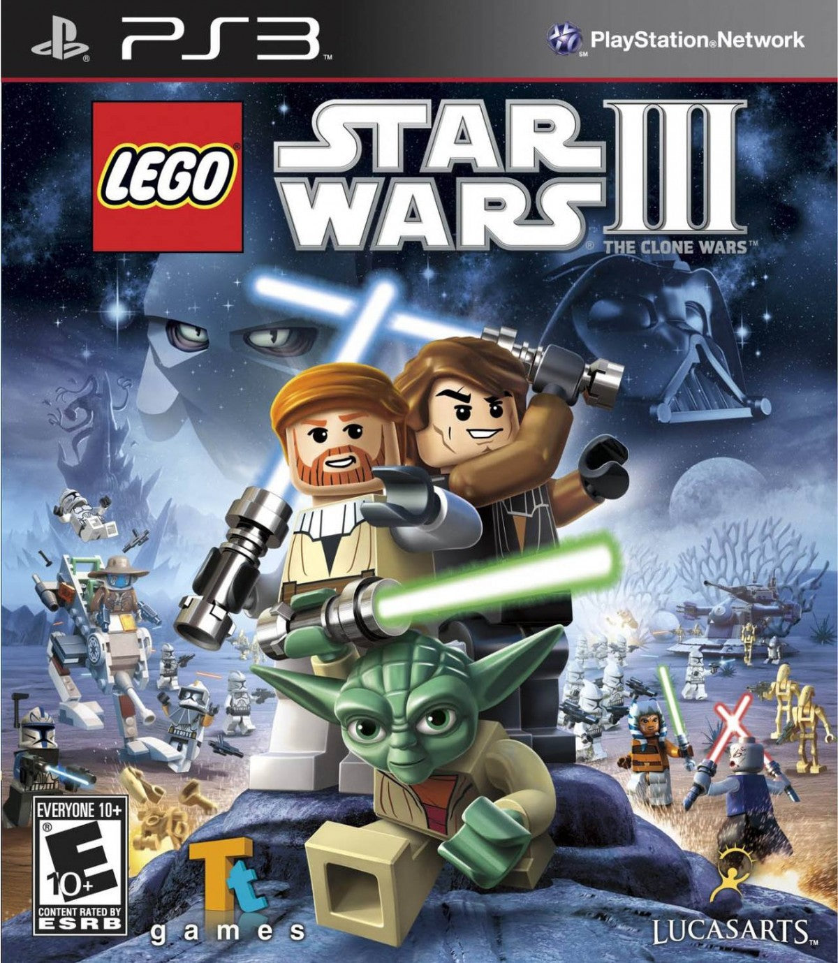 LEGO Star Wars III Clone Wars cover art for PlayStation 3 (PS3) adventure sci-fi video game. 