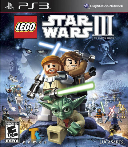LEGO Star Wars III Clone Wars cover art for PlayStation 3 (PS3) adventure sci-fi video game. 