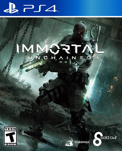 Immortal Unchained – PlayStation 4 (PS4) video game cover image, third-person action role-playing shooter for PS4