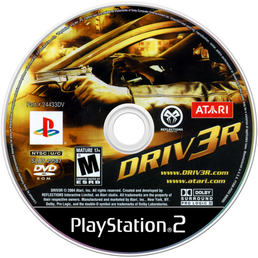 Driver 3 disc for PlayStation 2 (PS2) open-world driving and third-person action video game