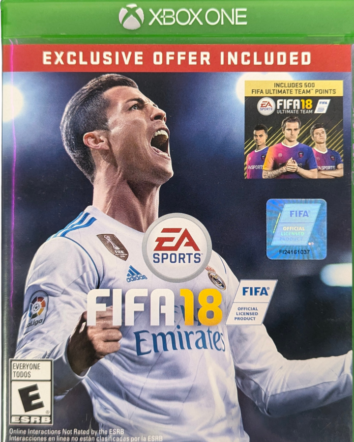 FIFA 18 Ronaldo Edition Xbox One game featuring realistic soccer gameplay, updated teams and stadiums, and exclusive Cristiano Ronaldo cover edition content front cover